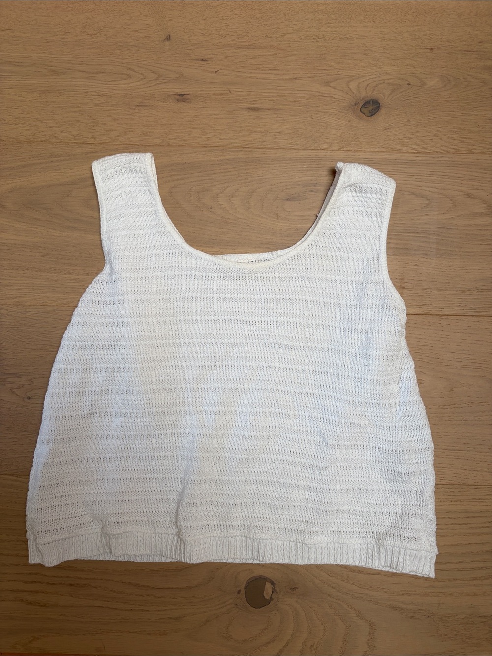 White Knit Scoop Neck Tank Top